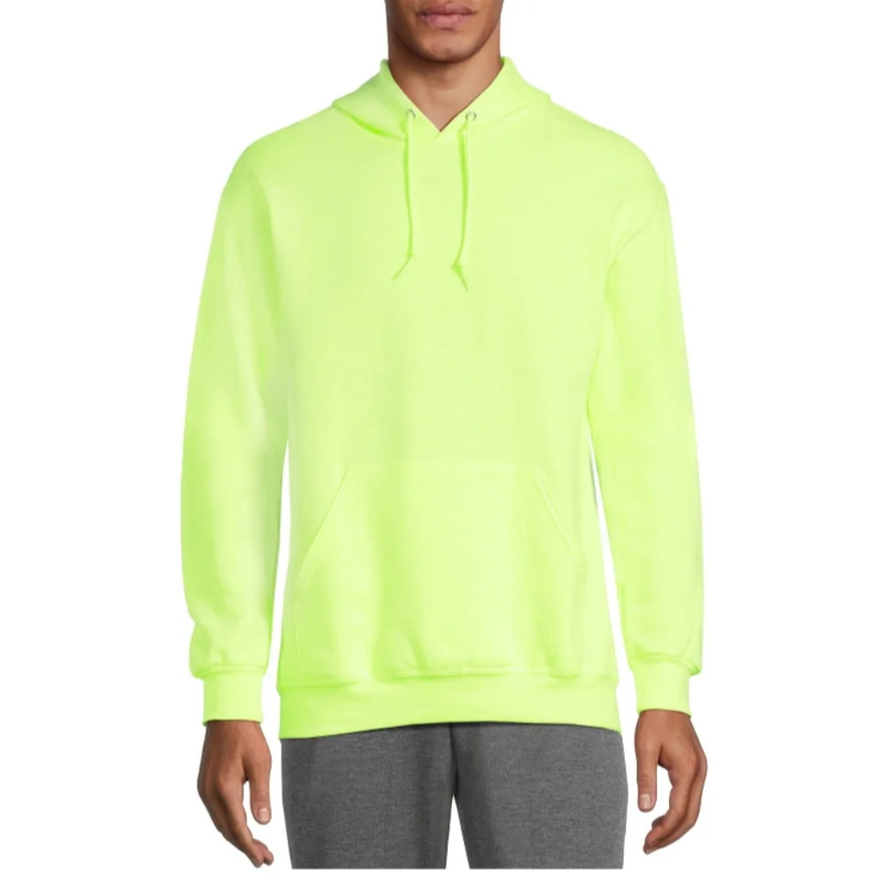 Athletic Works Men's Size L (42-44) Fleece Pullover Hoodie Sweatshirt Neon Lime